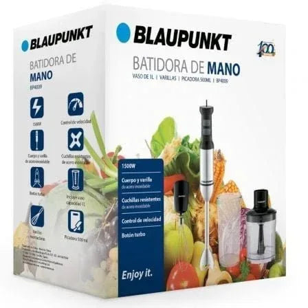 Batidora de mano Blaupunkt BP4009/ 1500W/ Capacidad 1L/ Incluye Varilla y Picadora - PixelPlaza