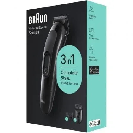 Afeitadora Braun All in One 3 en 1 Style Kit Series 3/ con batería/ 2 Accesorios - PixelPlaza