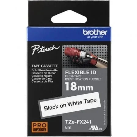 Cinta Laminada Original Rotuladora Brother TZe-FX241/ Blanca - PixelPlaza