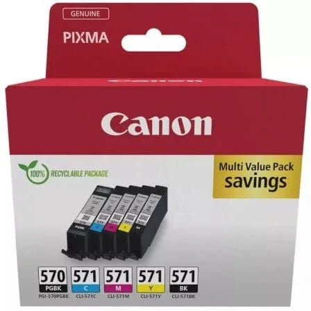 Cartucho de Tinta Original Canon PGI-570 + CLI-571 Multipack/ Cian/ Magenta/ Amarillo/ Negro - PixelPlaza