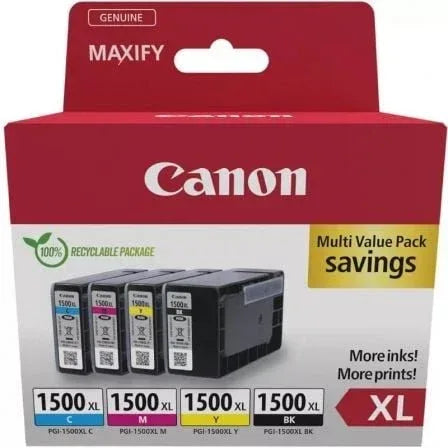 Cartucho de Tinta Original Canon PGI-1500XL Multipack Alta Capacidad/ Cian/ Magenta/ Amarillo/ Negro - PixelPlaza