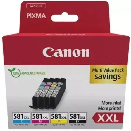 Cartucho de Tinta Original Canon CLI-581XXL Multipack Alta Capacidad/ Cian/ Magenta/ Amarillo/ Negro - PixelPlaza
