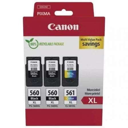 Cartucho de Tinta Original Canon PG-560XL + CL-561XL Multipack Alta Capacidad/ 2x Negro/ Tricolor - PixelPlaza