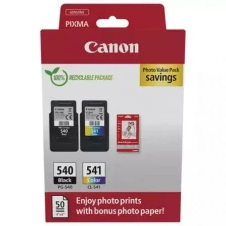 Cartucho de Tinta Original Canon PG-540 + CL-541 Multipack/ Negro/ Tricolor + Papel Fotográfico - PixelPlaza