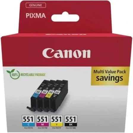 Cartucho de Tinta Original Canon CLI-551 Multipack/ Cian/ Magenta/ Amarillo/ Negro - PixelPlaza