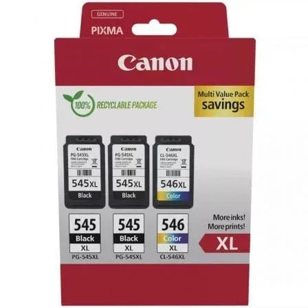 Cartucho de Tinta Original Canon PG-545XL + CL-546XL Multipack Alta Capacidad/ 2x Negro/ Tricolor - PixelPlaza