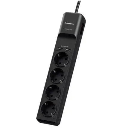 Regleta con interruptor Cyberpower P0420SUD0-DE/ 4 Tomas de corriente/ 2 USB/ Cable 1.8m/ Negra - PixelPlaza