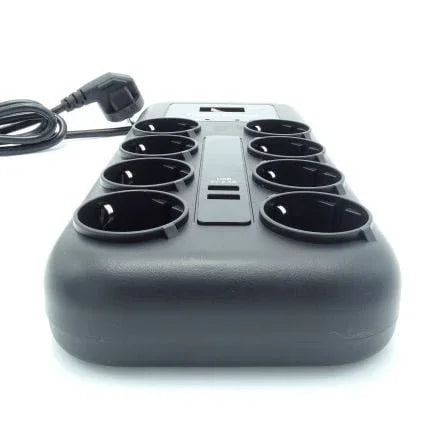 Regleta con Interruptor Cyberpower P0820SUD0-DE/ 8 Tomas de corriente/ 2 USB/ Cable 1.8m/ Negra - PixelPlaza