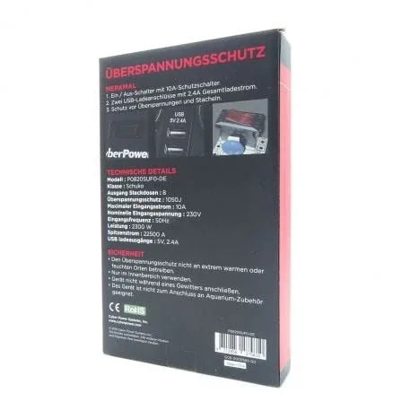 Regleta con Interruptor Cyberpower P0820SUD0-DE/ 8 Tomas de corriente/ 2 USB/ Cable 1.8m/ Negra - PixelPlaza