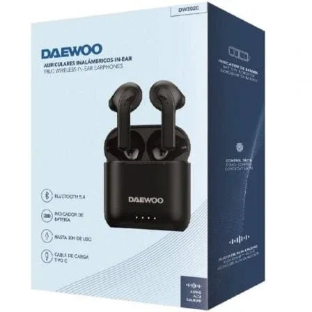 Auriculares Bluetooth Daewoo DW2020 con estuche de carga/ Autonomía 5h/ Negros - PixelPlaza