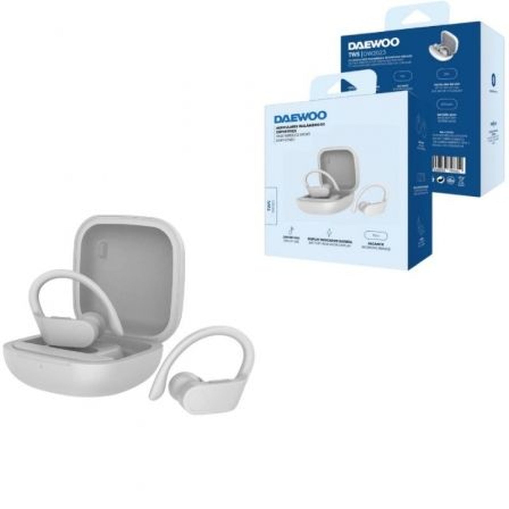 Auriculares Deportivos Bluetooth Daewoo DW2023 con estuche de carga/ Autonomía 5h/ Blancos