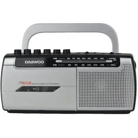 Radio Cassete Daewoo DW1107/ con Cable/ a Pilas/ Negra y Plateada - PixelPlaza