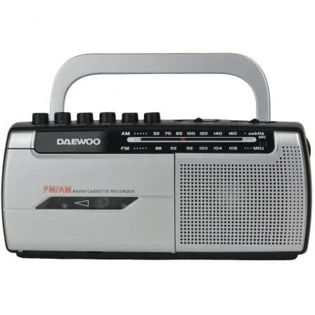 Radio Cassete Daewoo DW1107/ con Cable/ a Pilas/ Negra y Plateada - PixelPlaza