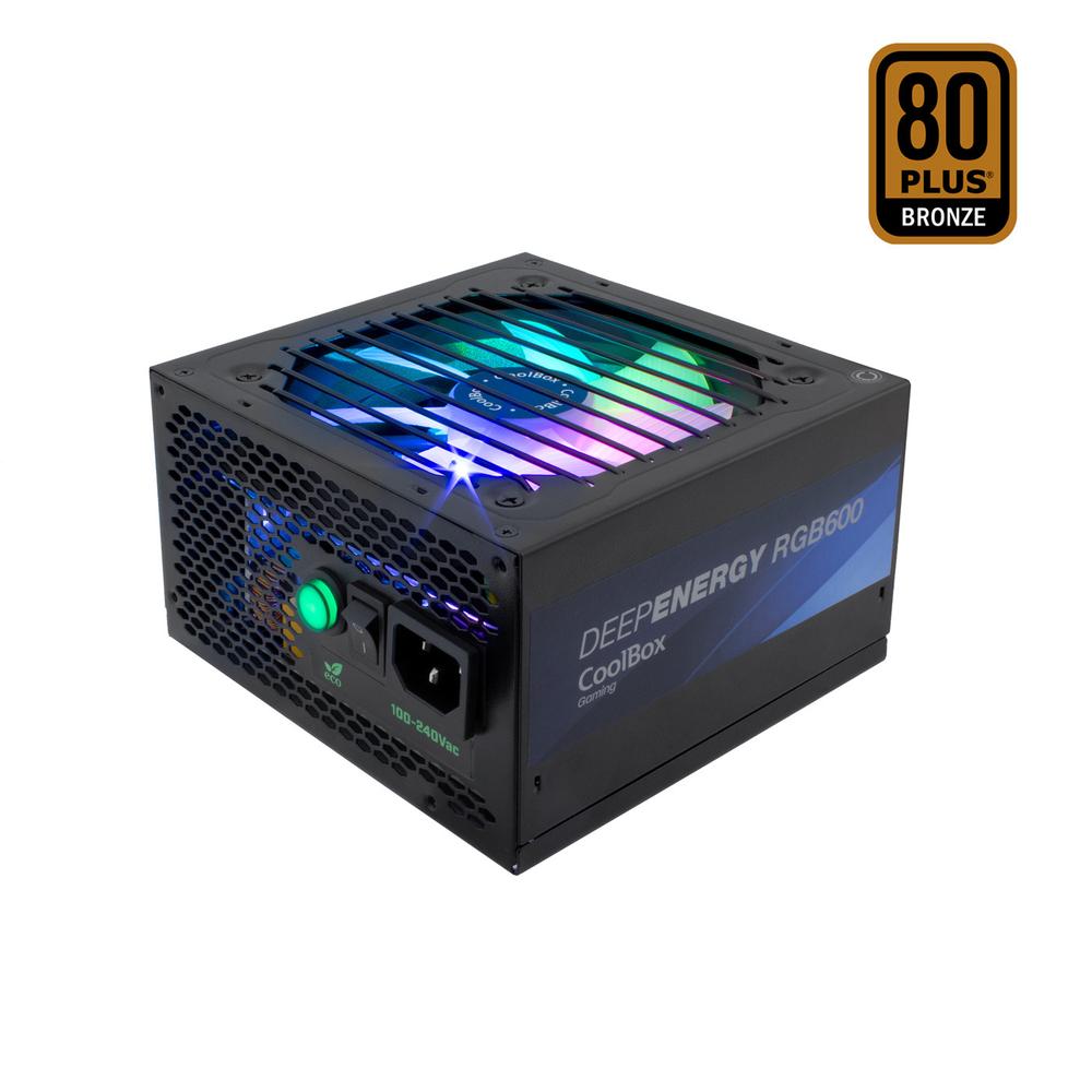 Fuente de alimentación Coolbox deep energy rgb600 - 600w 80+ bronze gaming RGB