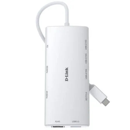 Docking USB Tipo-C D-Link DUP-A01/ 1xUSB/ 2xUSB Tipo-C/ 2xHDMI 4K/ 1xRJ45/ 1xLector de Tarjetas/ 1xUSB Tipo-C PD/ Blanco - PixelPlaza