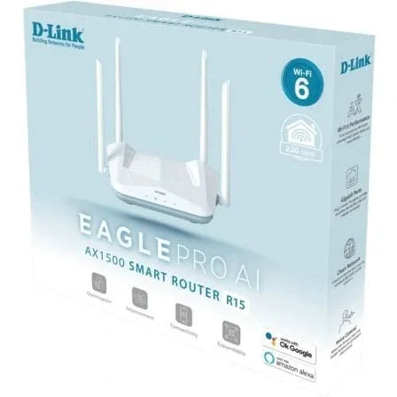 Router Inalámbrico D-Link R15/E EAGLE PRO AI AX1500/ WiFi 6/ 1500Mbps/ 4 Antenas/ WiFi 802.11ax/ac/n/g/b/k/v/a/h - PixelPlaza