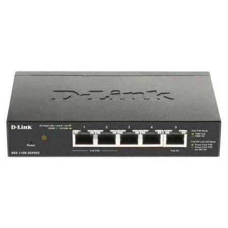 Switch Gestionable D-Link DGS-1100-05PDV2 5 Puertos/ RJ-45 10/100/1000 PoE - PixelPlaza