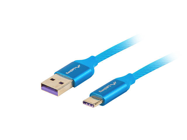 Cable USB Lanberg 2.0 macho - USB tipo c macho 5a 1m azul