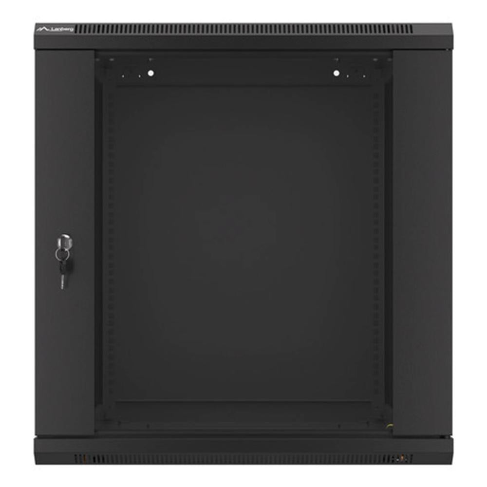 Armario Lanberg mural rack 19 pulgadas 12u - 600x600 auto ensamblado negro puerta de cristal