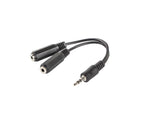 Adaptador Lanberg jack stereo macho a jack stereo hembra x2 10 cm negro