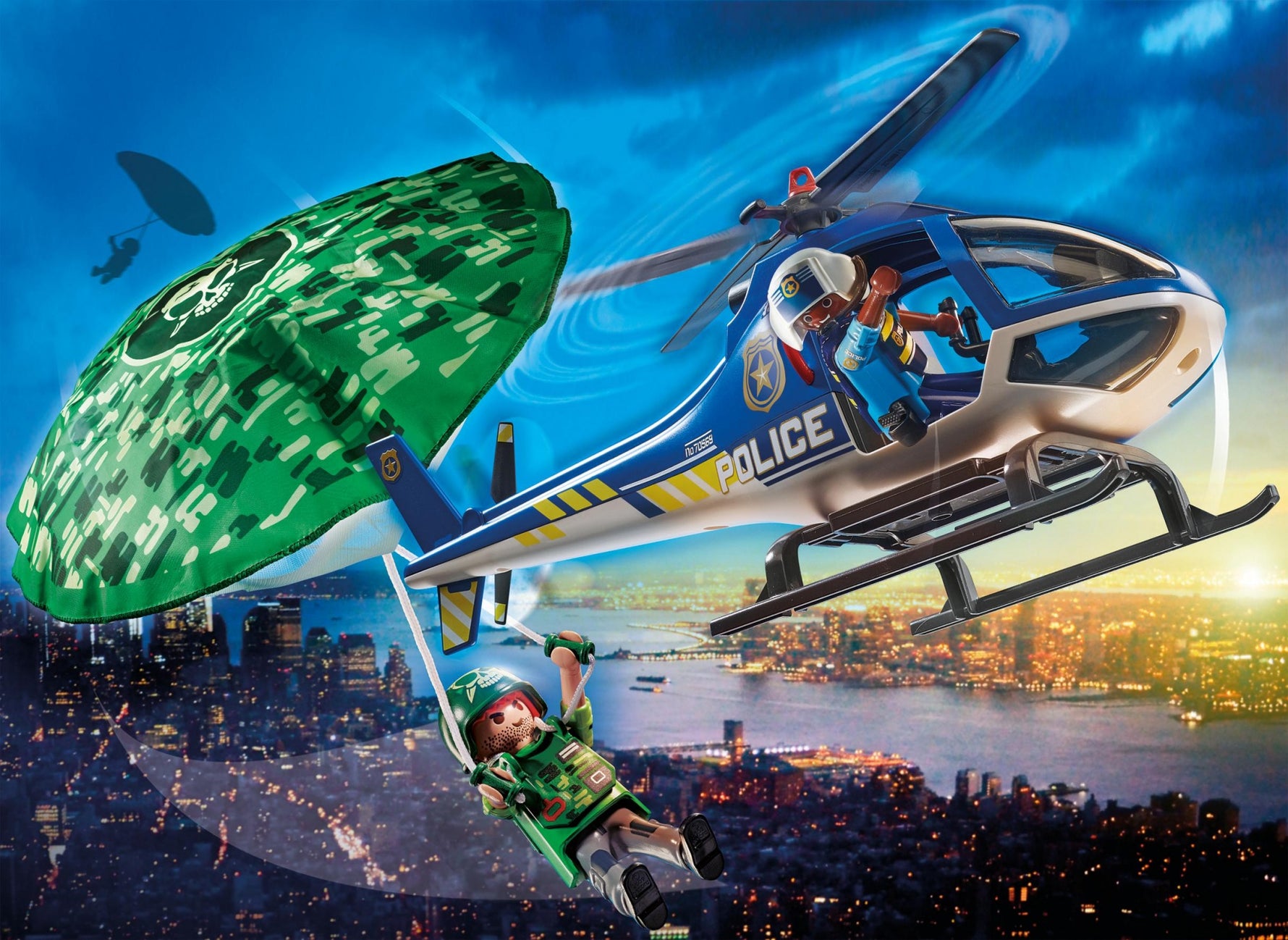 Playmobil ciudad helicoptero policia persecucion en