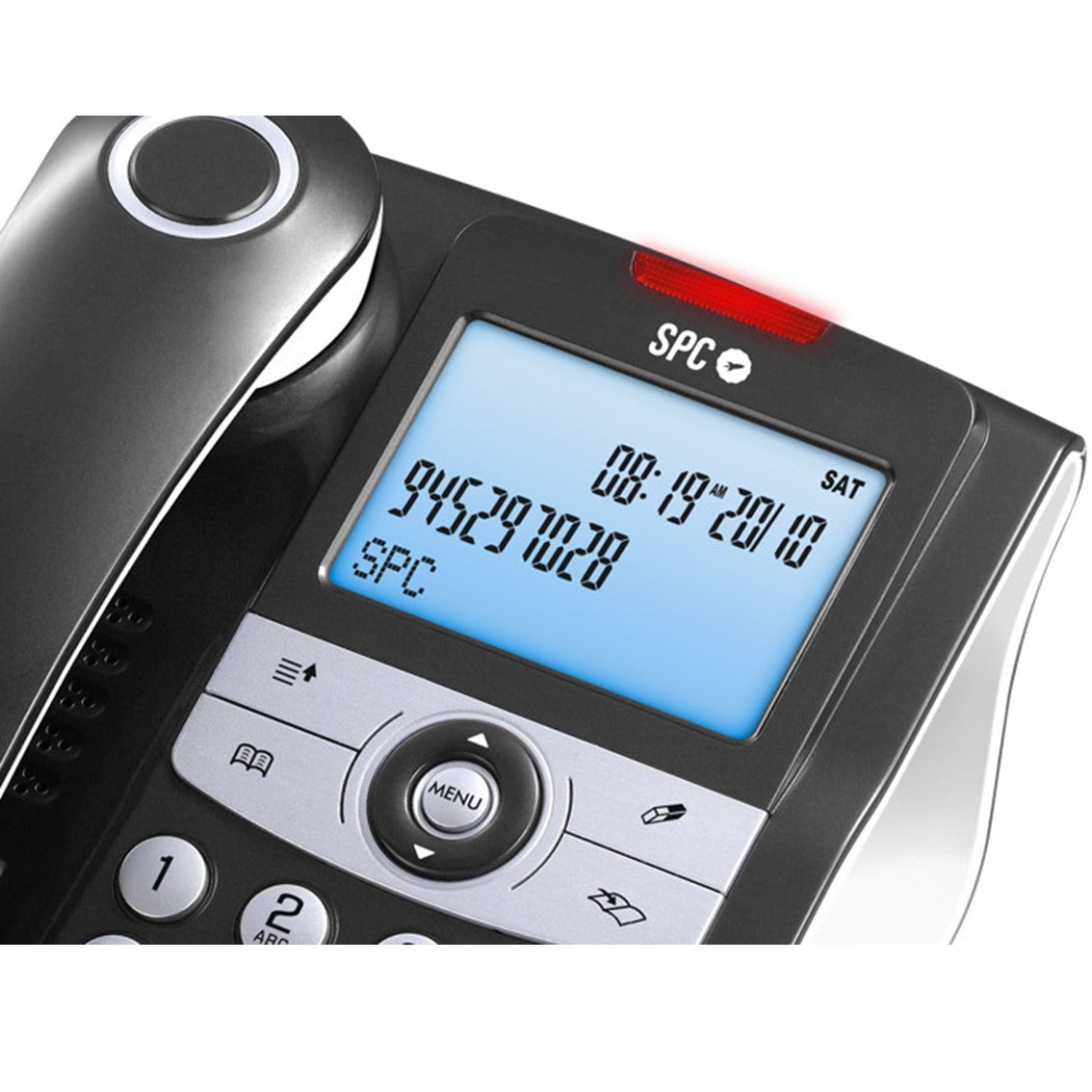 Teléfono fijo SPC elegance id negro pantalla ilum. · 8 melodias · 70 memorias · manos libres