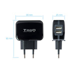 Cargador pared Tooq USB tqwc - 1s02 2xusb 3.4 a(total) AI - tech negro