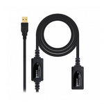 Cable Alargador USB 2.0 Nanocable 10.01.0212/ USB Macho - USB Hembra/ 10m/ Negro