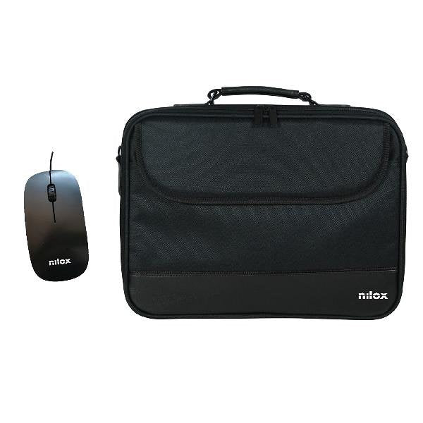 Maletin Nilox duro + mouse ratón para portátil 15.6 pulgadas negro