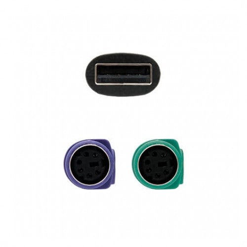Adaptador USB a 2 x ps - 2 Nanocable 15cm · macho - hembra · negro