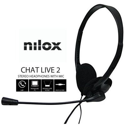 Auriculares Nilox micrófono control vol negro alambrico doble jack