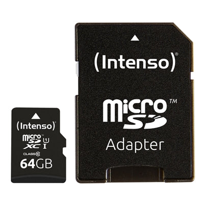 Tarjeta memoria micro sd Intenso 64GB uhs - i cl10 + adaptador sd