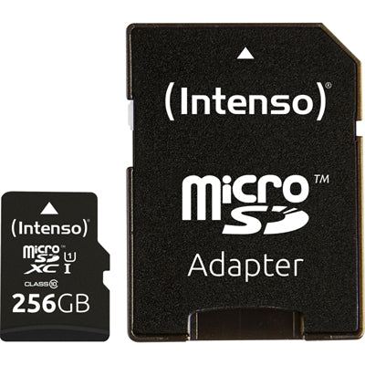 Tarjeta memoria micro sd Intenso 256GB uhs - i cl10 + adaptador sd