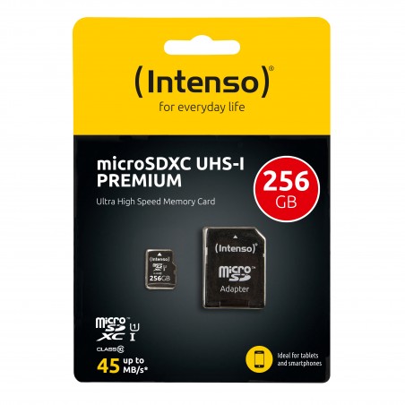 Tarjeta memoria micro sd Intenso 256GB uhs - i cl10 + adaptador sd