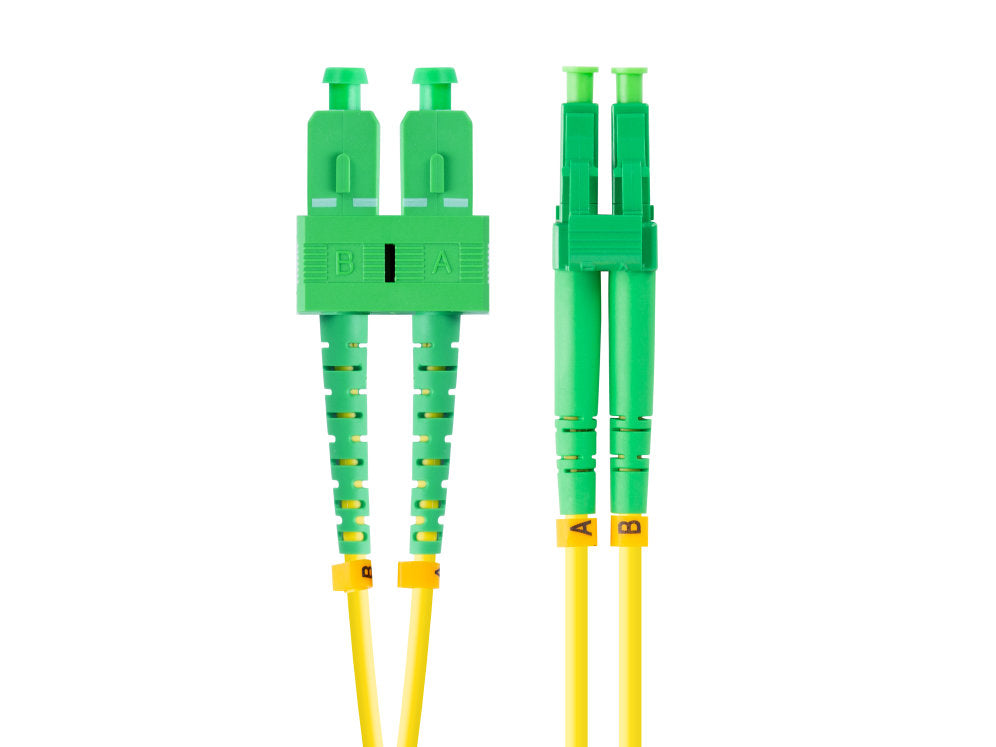 Latiguillo fibra óptica sc - apc a lc - apc Lanberg 2m mono duplex g657a1 lszh amarillo