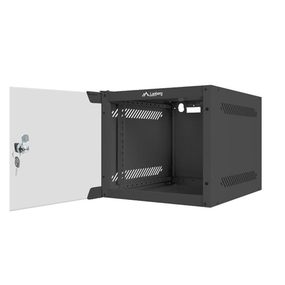 Armario Lanberg mural rack 10 pulgadas 4u - 280x310 flat pack negro puerta cristal
