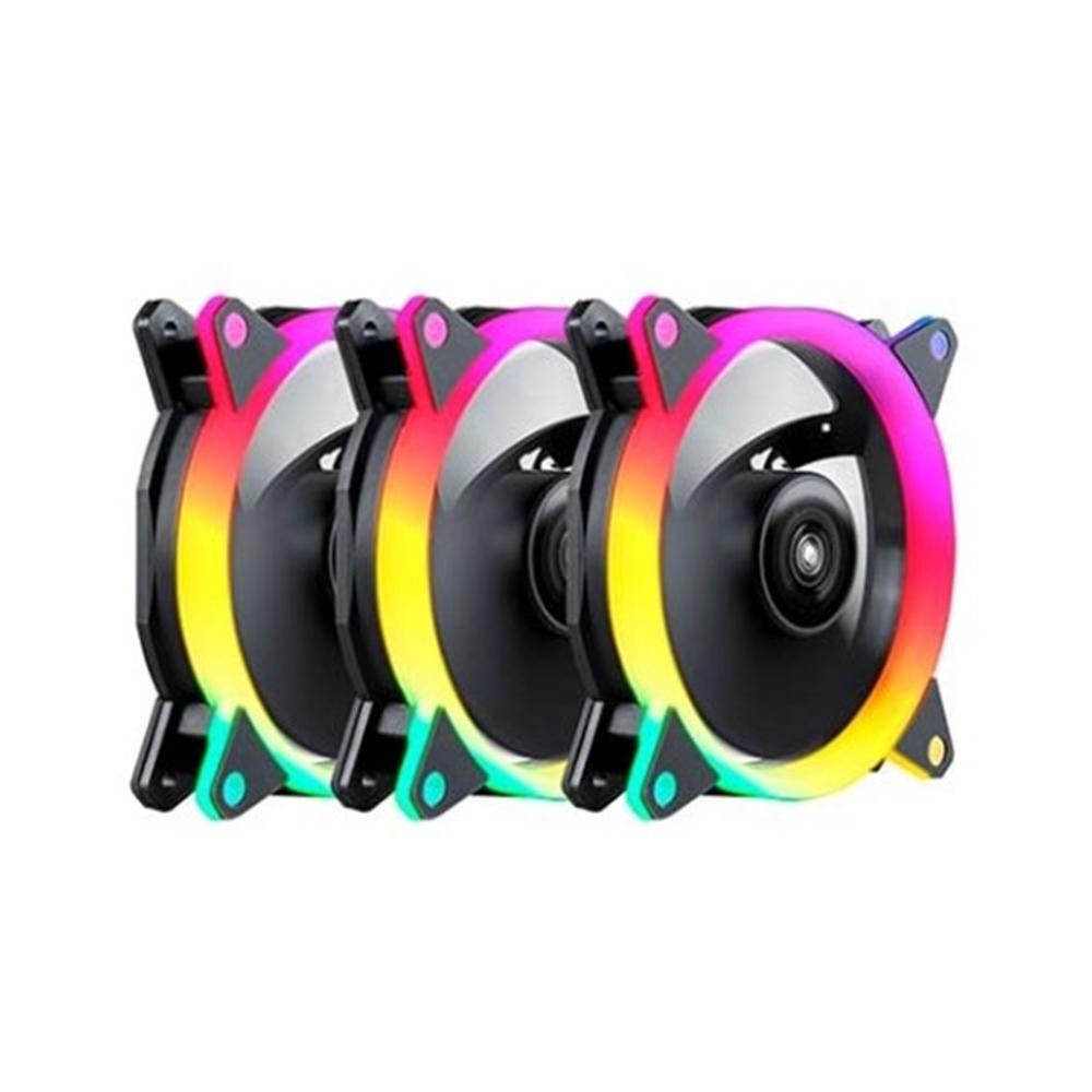 Kit ventiladores cpu gaming Unykach ring LED argb 3 x 120mm · incluye controladora