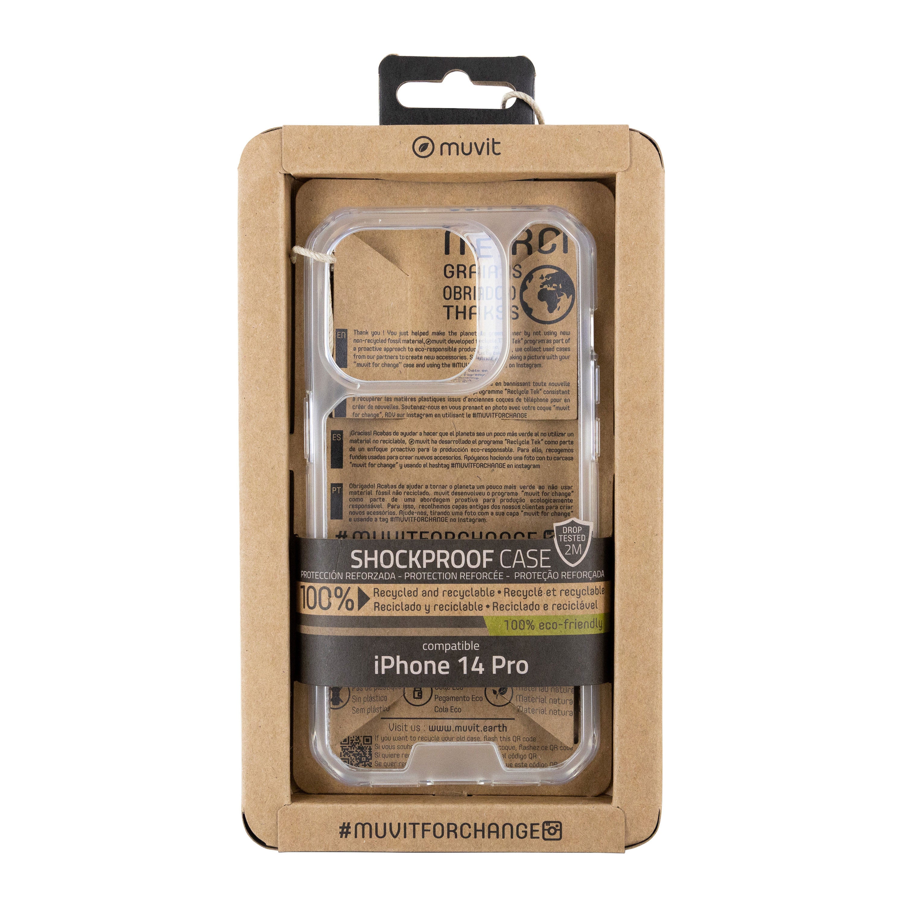 Funda Muvit shockproof 2m para apple iphone 14 pro transparente