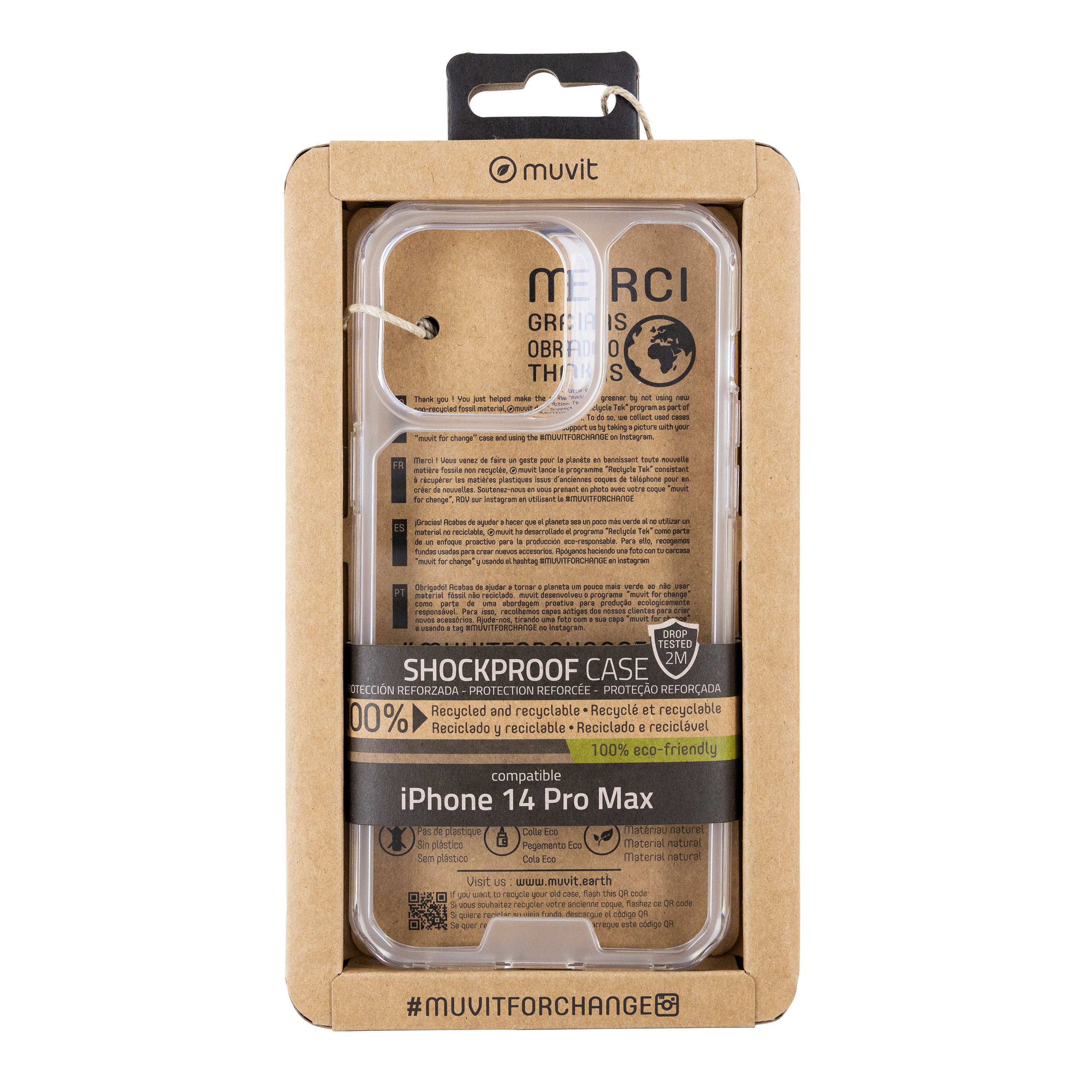 Funda Muvit shockproof 2m para apple iphone 14 pro max transparente