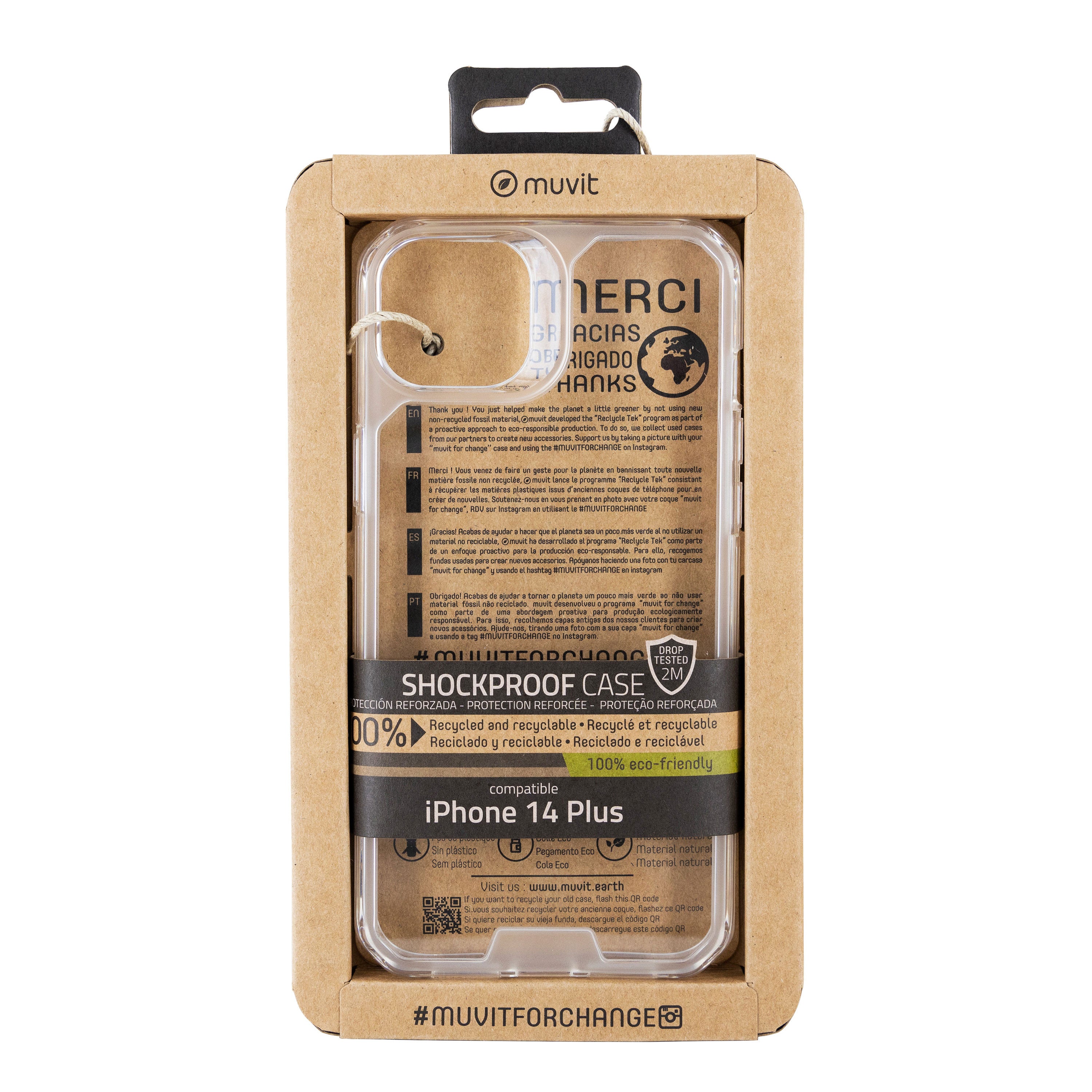 Funda Muvit shockproof 2m para apple iphone 14 plus transparente