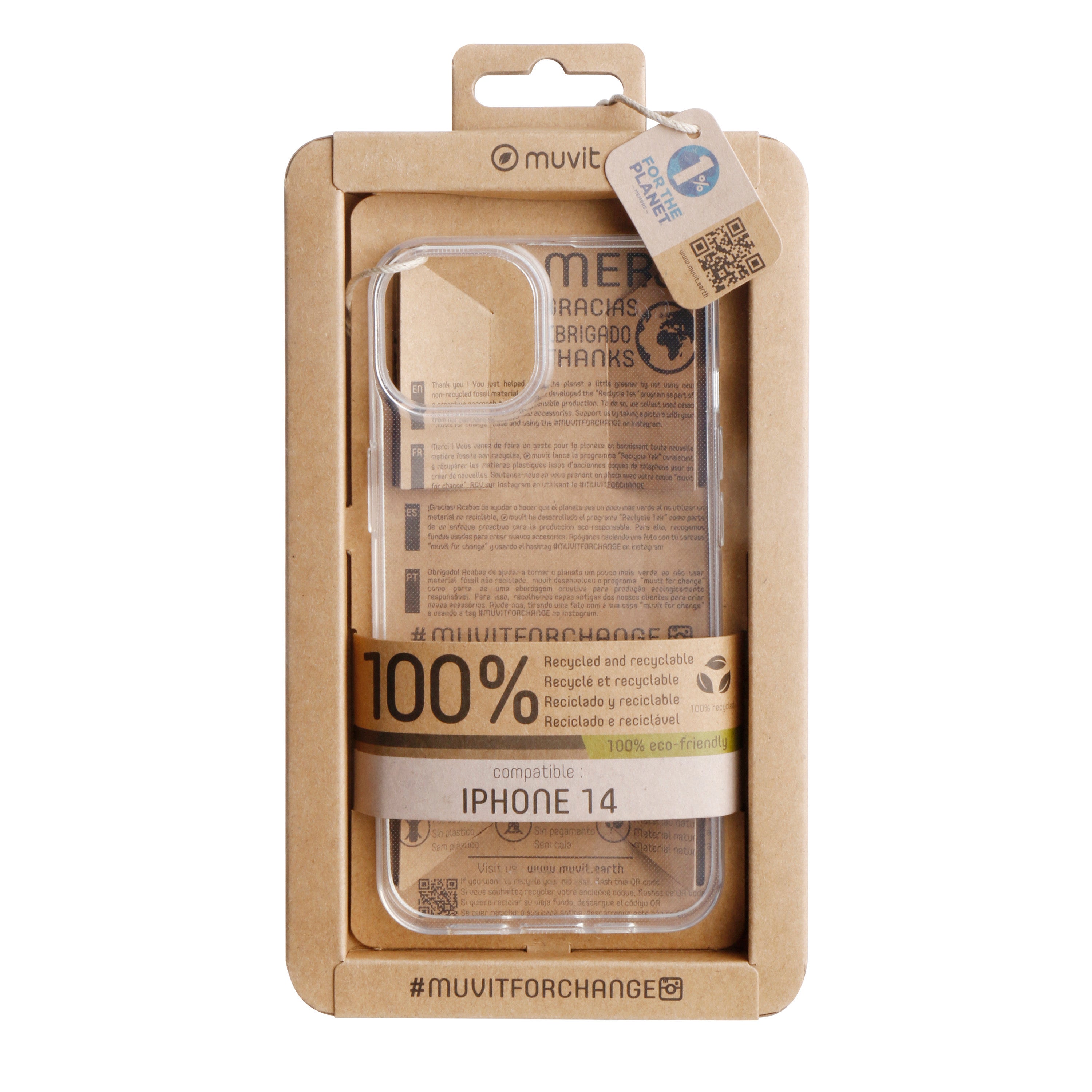 Funda Muvit recycletek para apple iphone 14 transparente