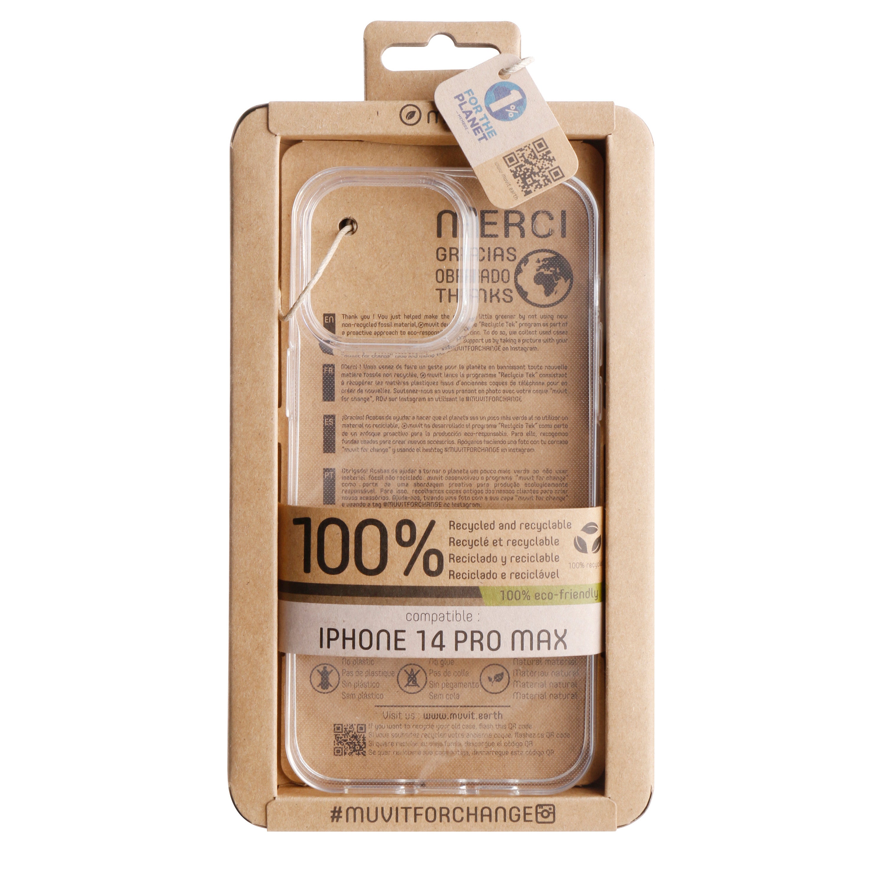 Funda Muvit recycletek para apple iphone 14 pro max transparente