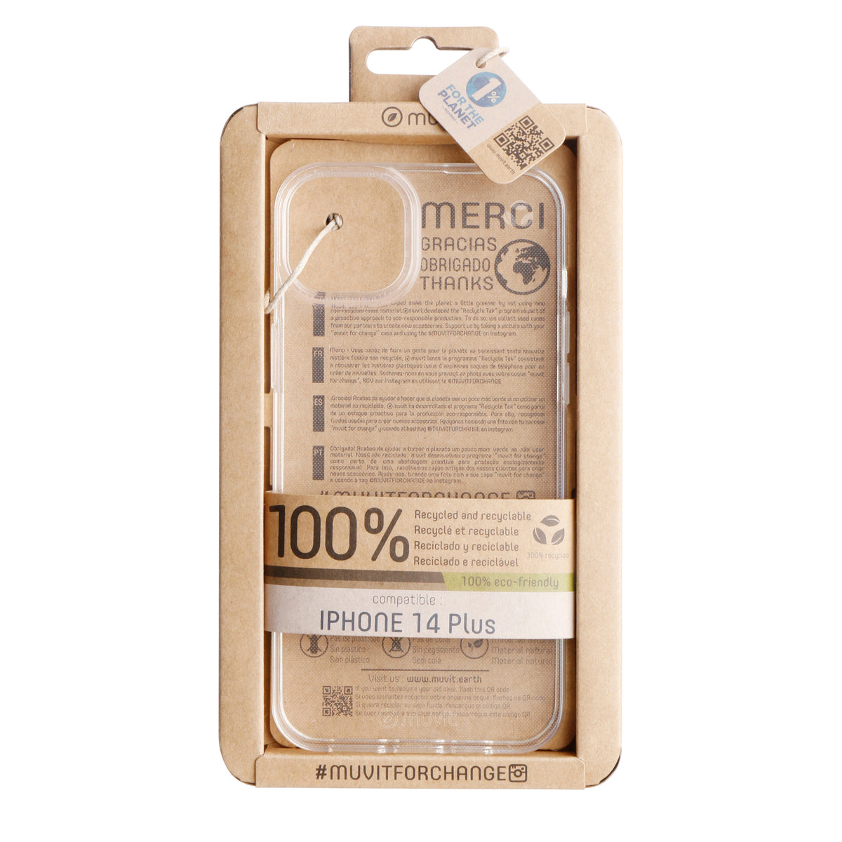Funda Muvit recycletek para apple iphone 14 plus transparente