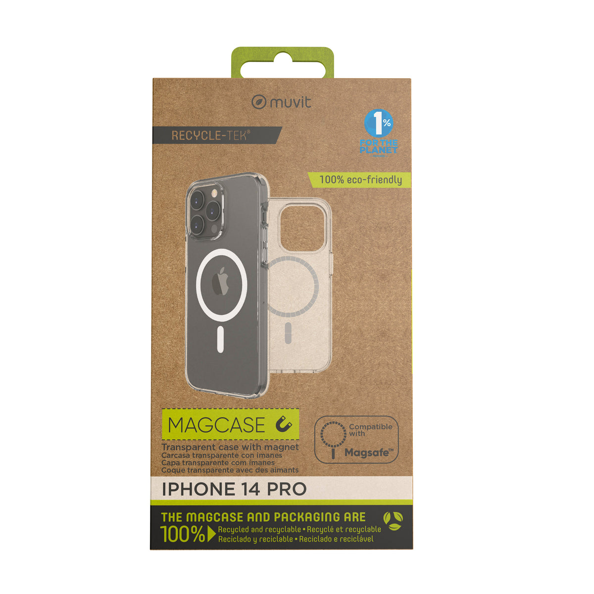 Funda Muvit recycletek magsafe para apple iphone 14 pro transparente