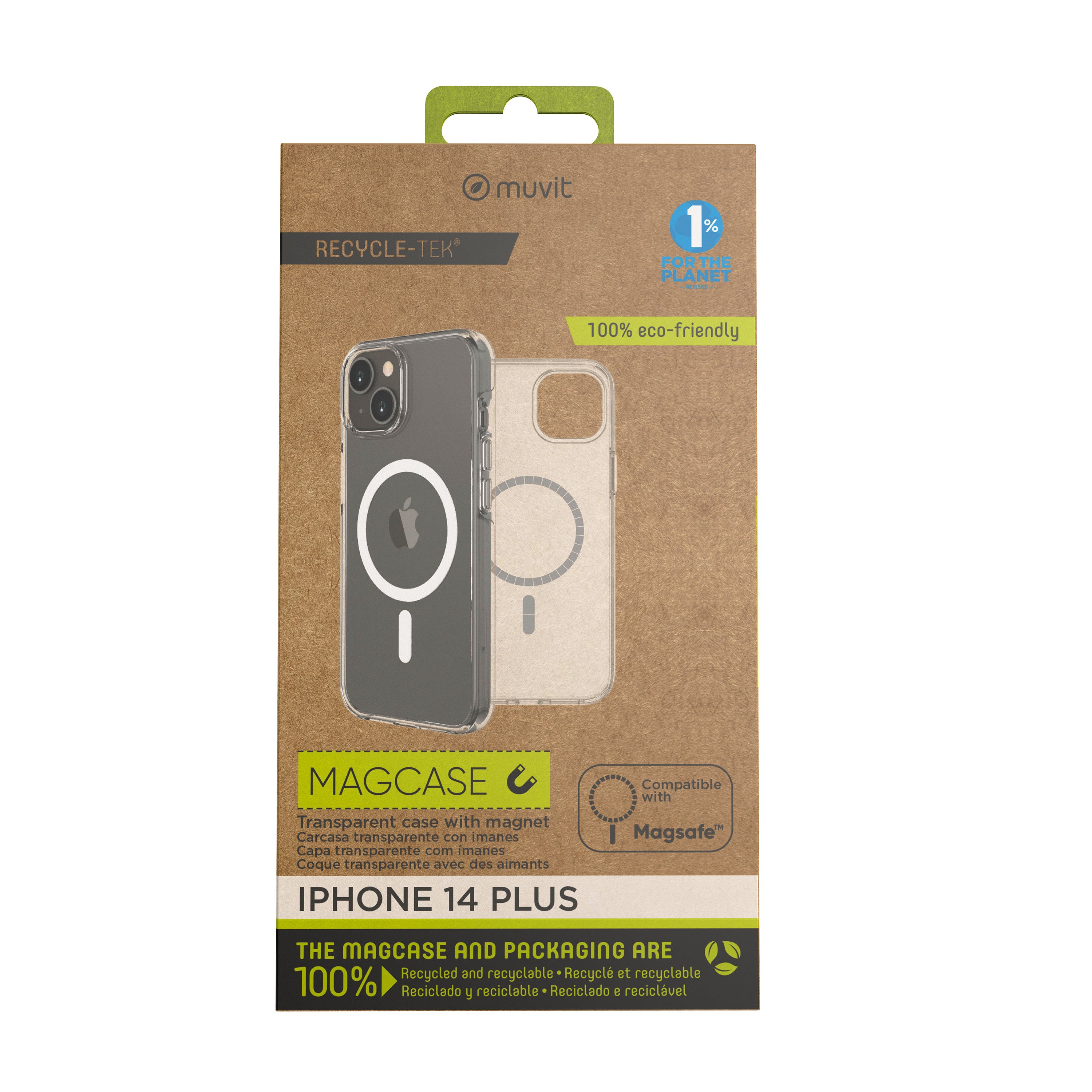 Funda Muvit recycletek magsafe para apple iphone 14 plus transparente