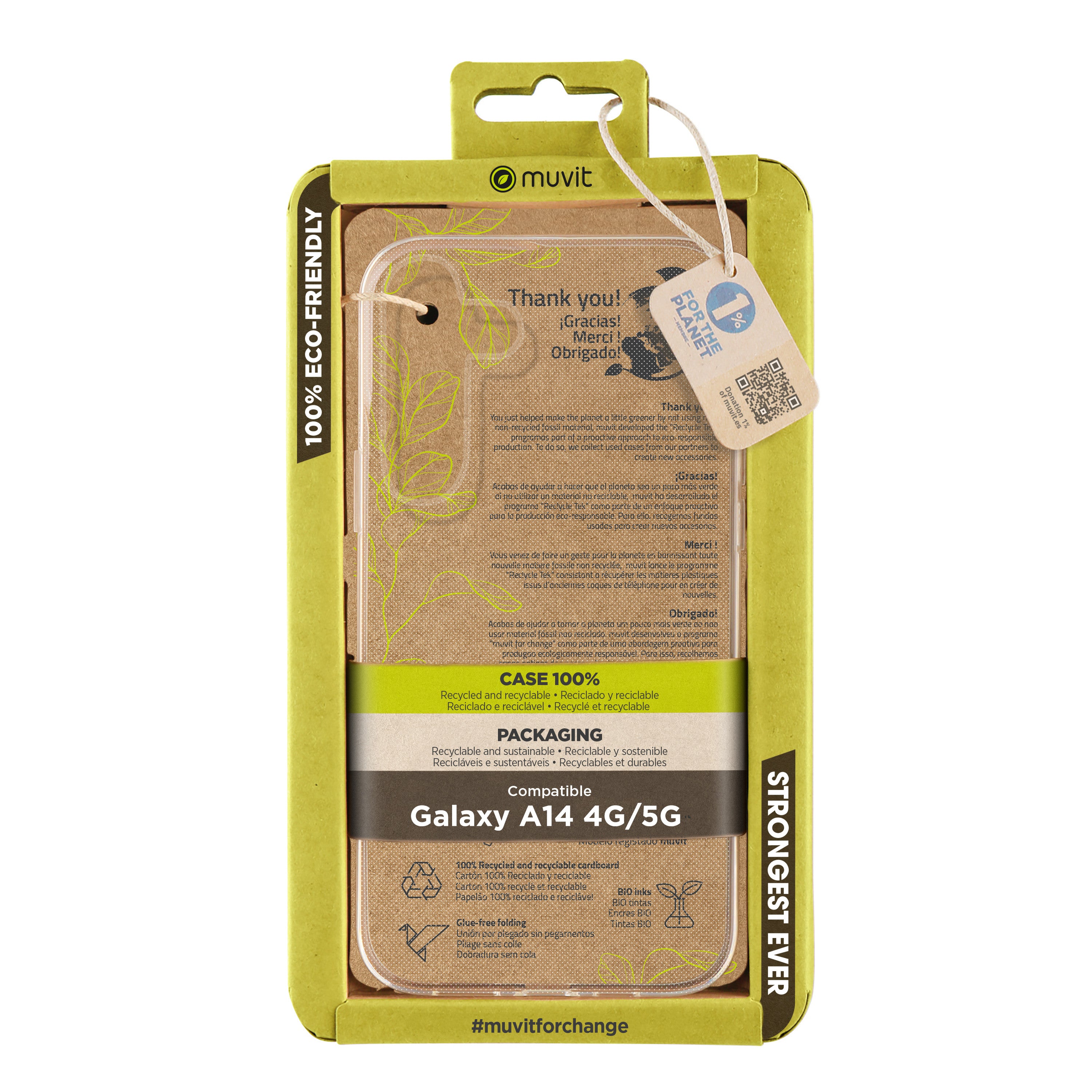 Funda Muvit recycletek para samsung galaxy a14 4G - 5G transparente