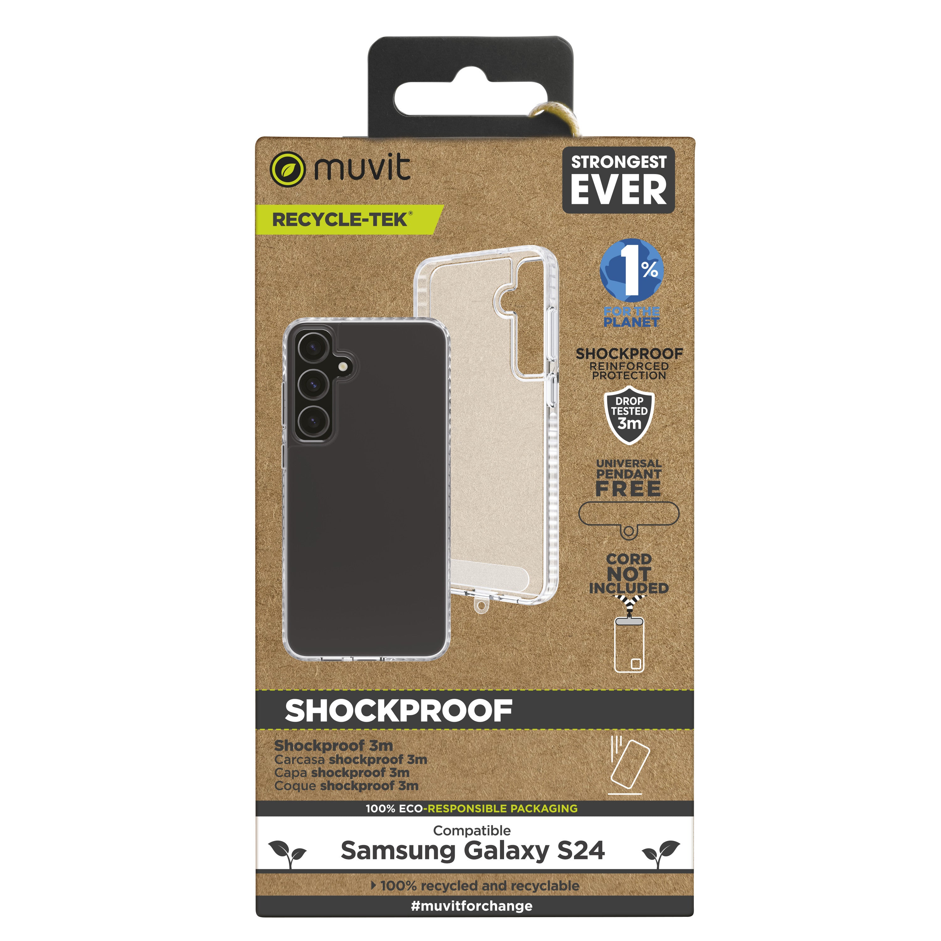 Funda Muvit shockproof 3m para samsung galaxy s24 transparente