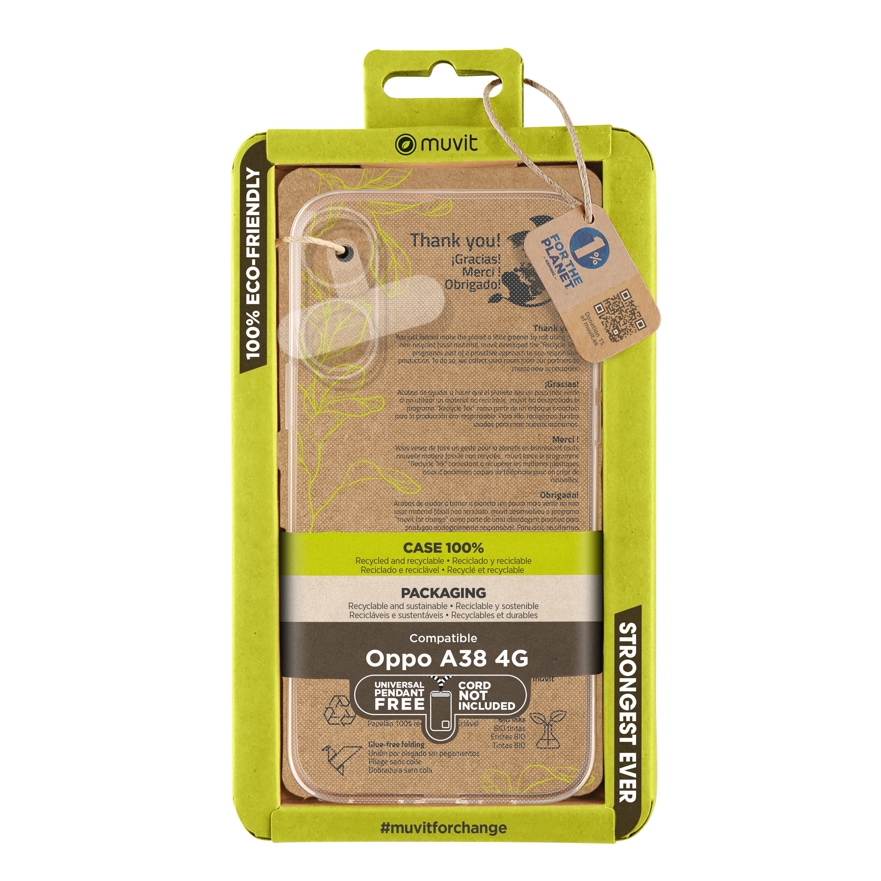 Funda Muvit recycletek para oppo a38 4G transparente