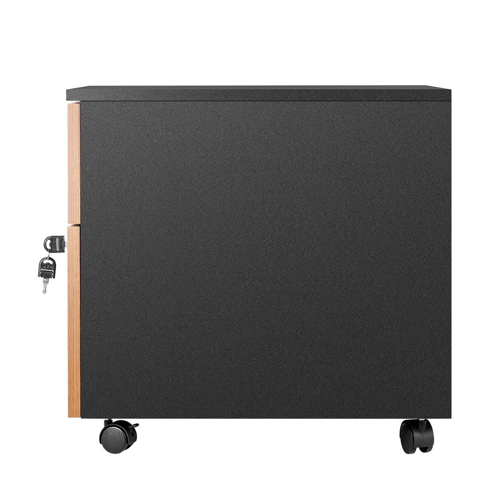 Cajonera phoenix artisan combinación negro y madera nogal