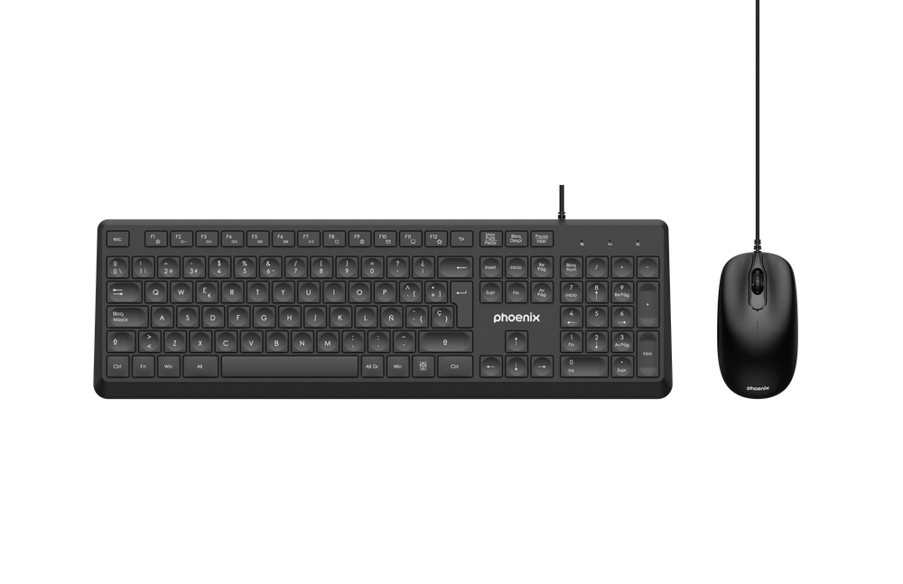 Phoenix combo teclado multimedia + ratón con cable USB 1200dpi